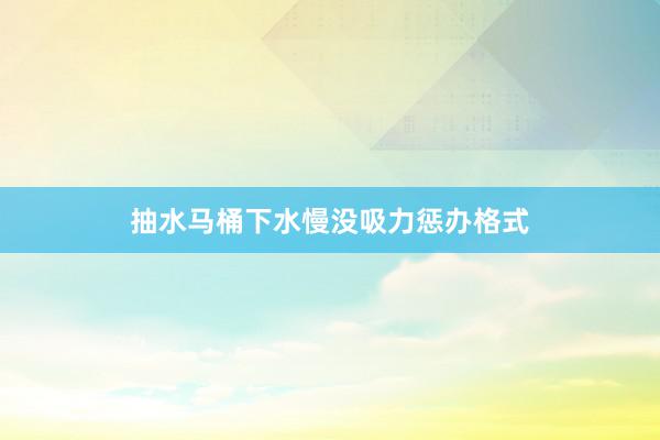 抽水马桶下水慢没吸力惩办格式